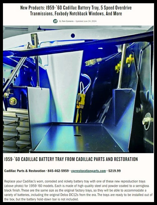 1959 1960 Cadillac Battery Tray Made in the USA by CPR CPR Cadillac