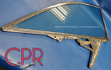 Green tinted ez-eye 1959 Cadillac coupes rear quarter window glass right side | 1960 Cadillac coupes rear quarter window right side from Cadillac Parts & Restoration (CPR).
