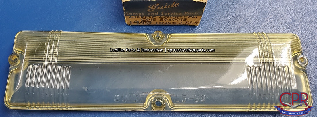 1959 Cadillac License Plate Lamp Lens (Double Bulb) NOS – CPR