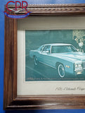 cadillac automobilia 1976 Cadillac Eldorado Framed Dealer Display Picture innsbruck blue crystal blue firemist