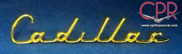 Emblem, Tail Fin Script, 1958 Cadillac Sixty Special, Pair @